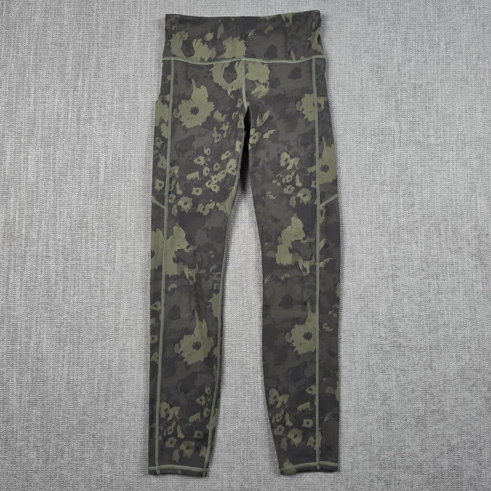Vuori Womens XS Daily Leggings Camo Olive Green High Rise Pockets Yoga Athletic